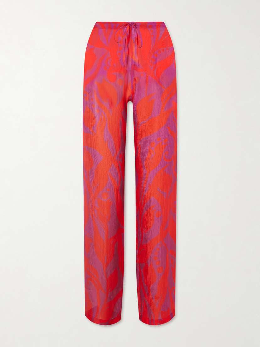 Dries Van Noten Printed Silk-georgette Straight-leg Pants