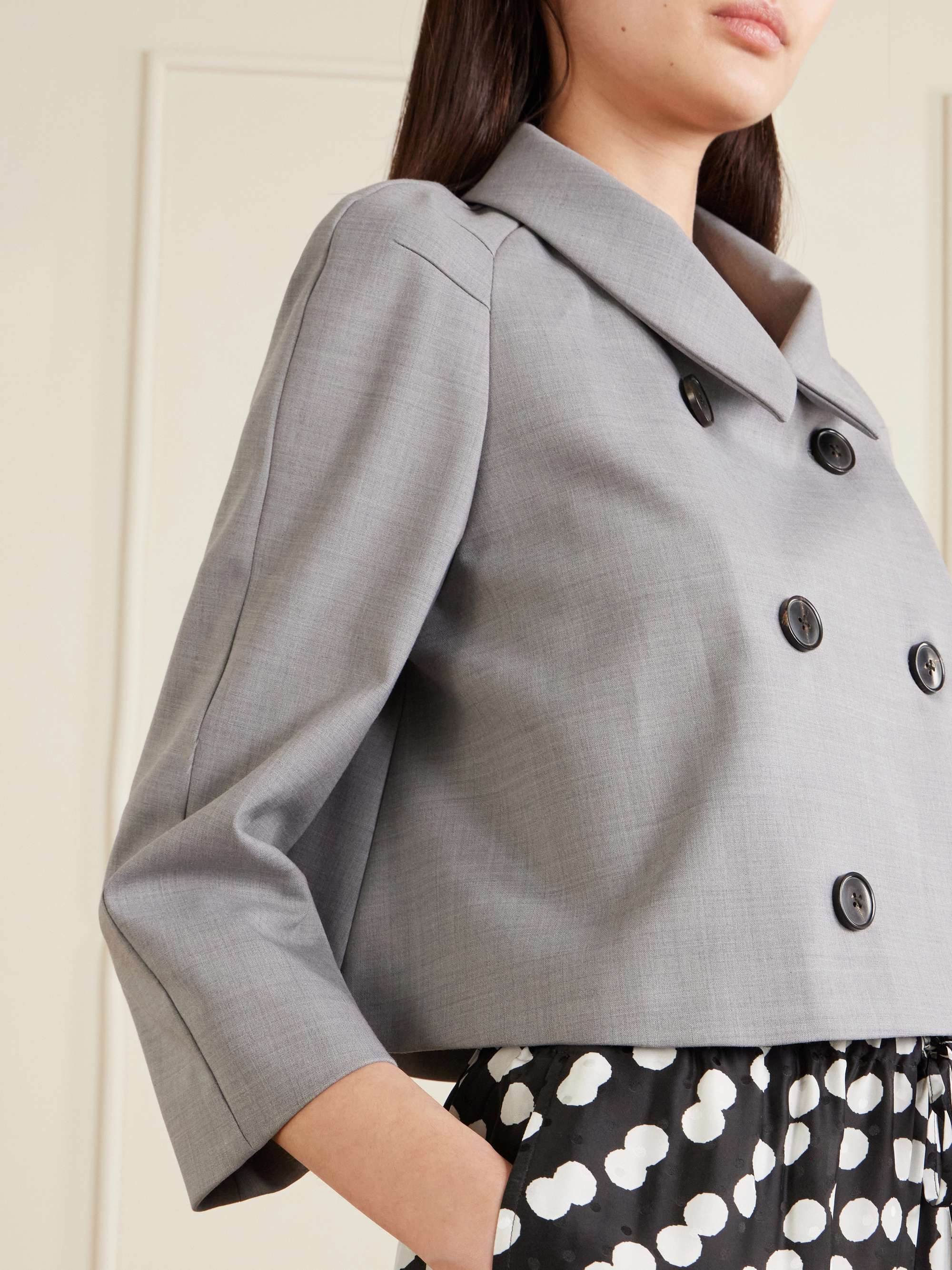 DRIES VAN NOTEN Cropped doubel-breasted grain de poudre jacket