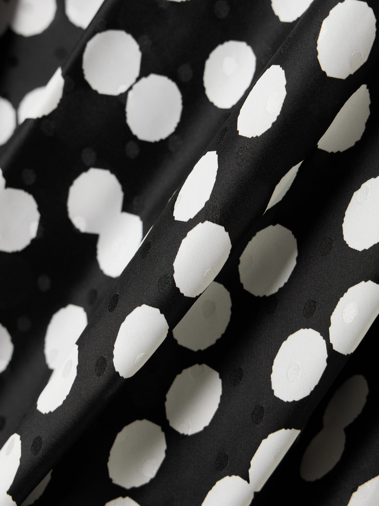 Draped Polka-Dot Satin-Jacquard Blouse
