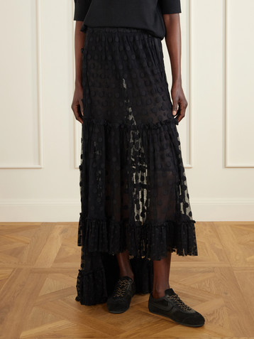 Dries Van Noten Sunia embroidered cotton-blend mesh maxi skirt