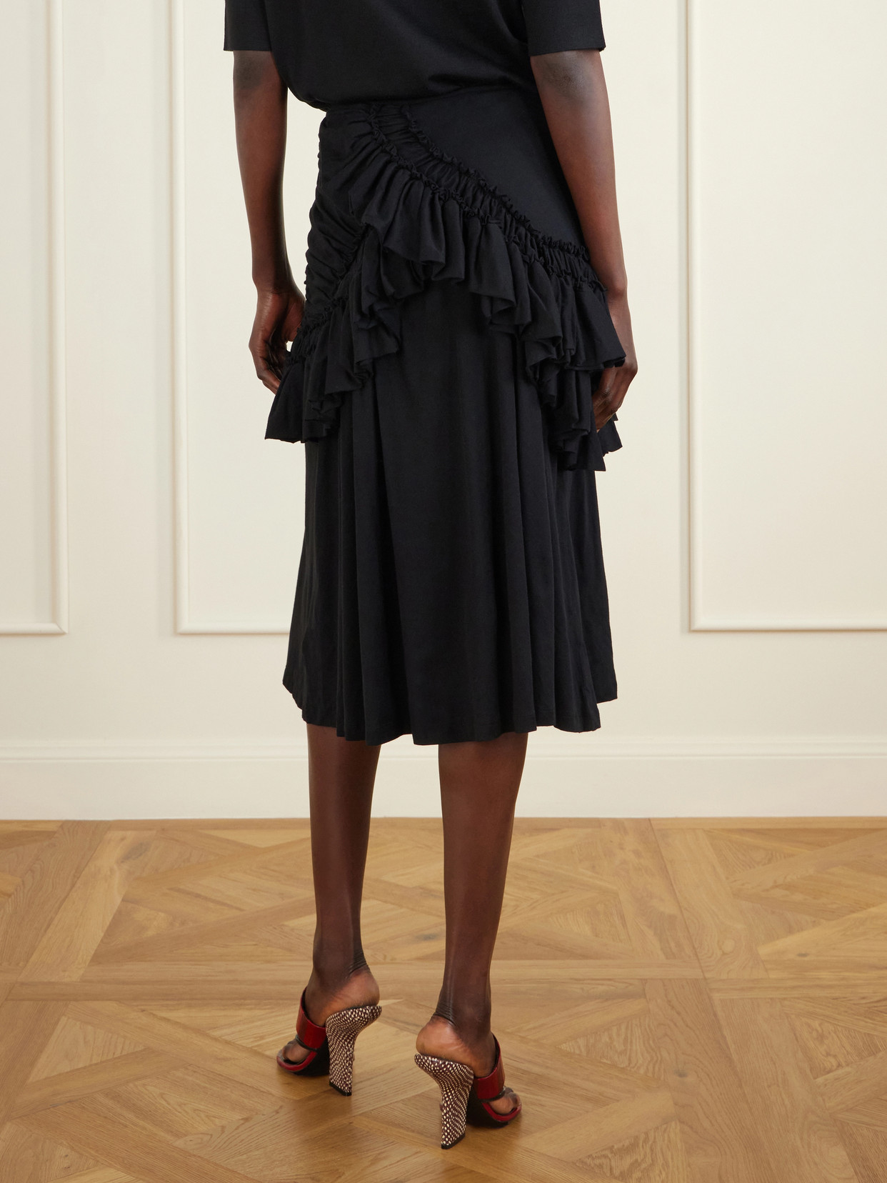 Ruffled Cotton-Jersey Midi