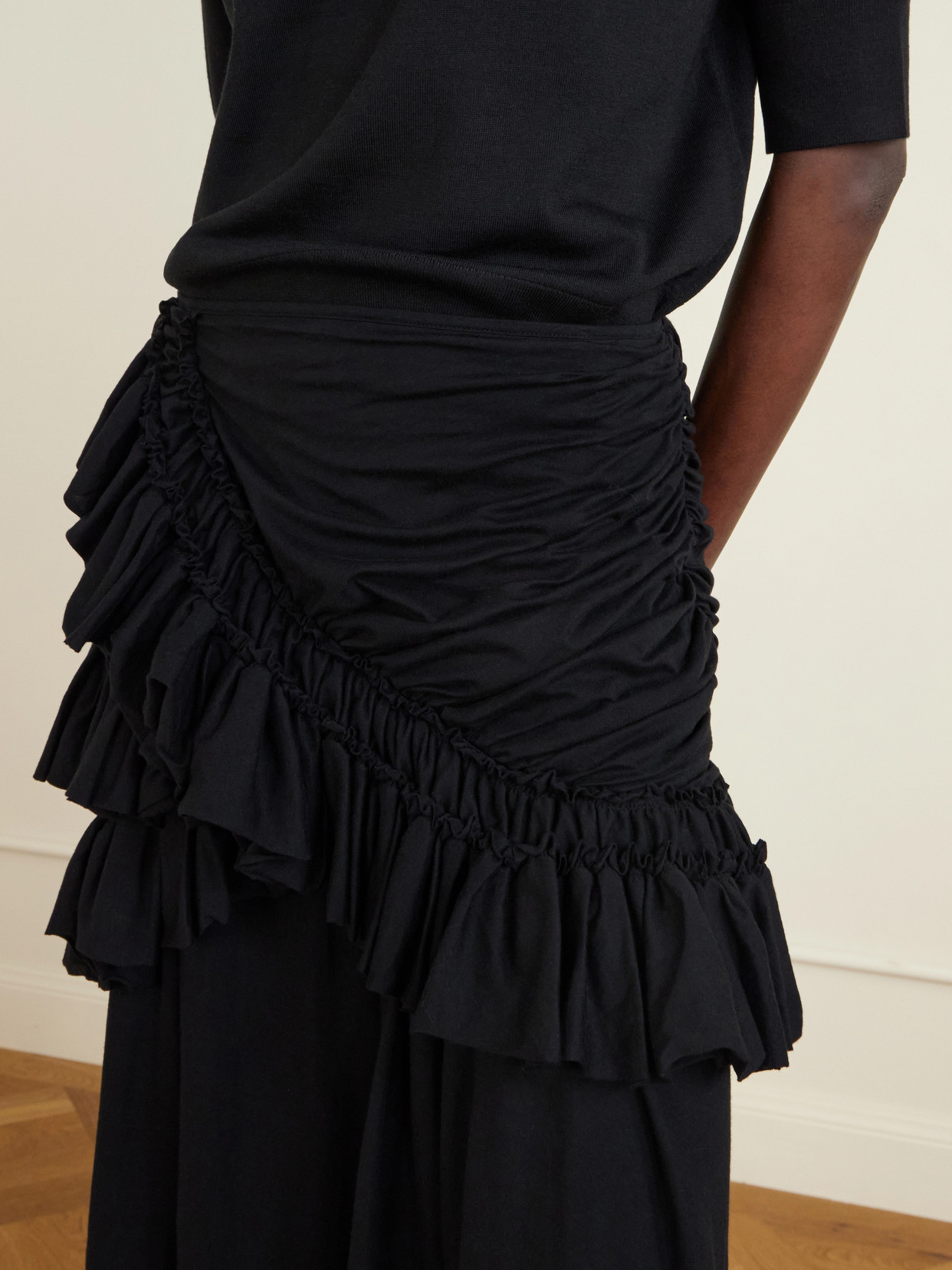 Ruffled Cotton-Jersey Midi