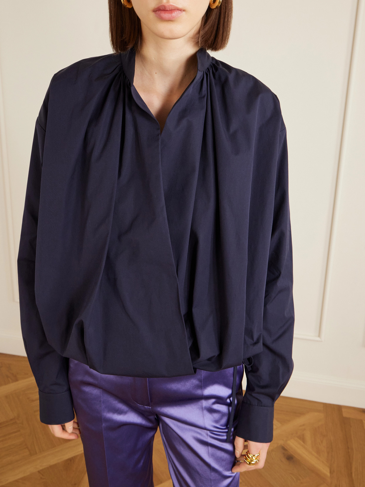 Cotton-Poplin Wrap Shirt