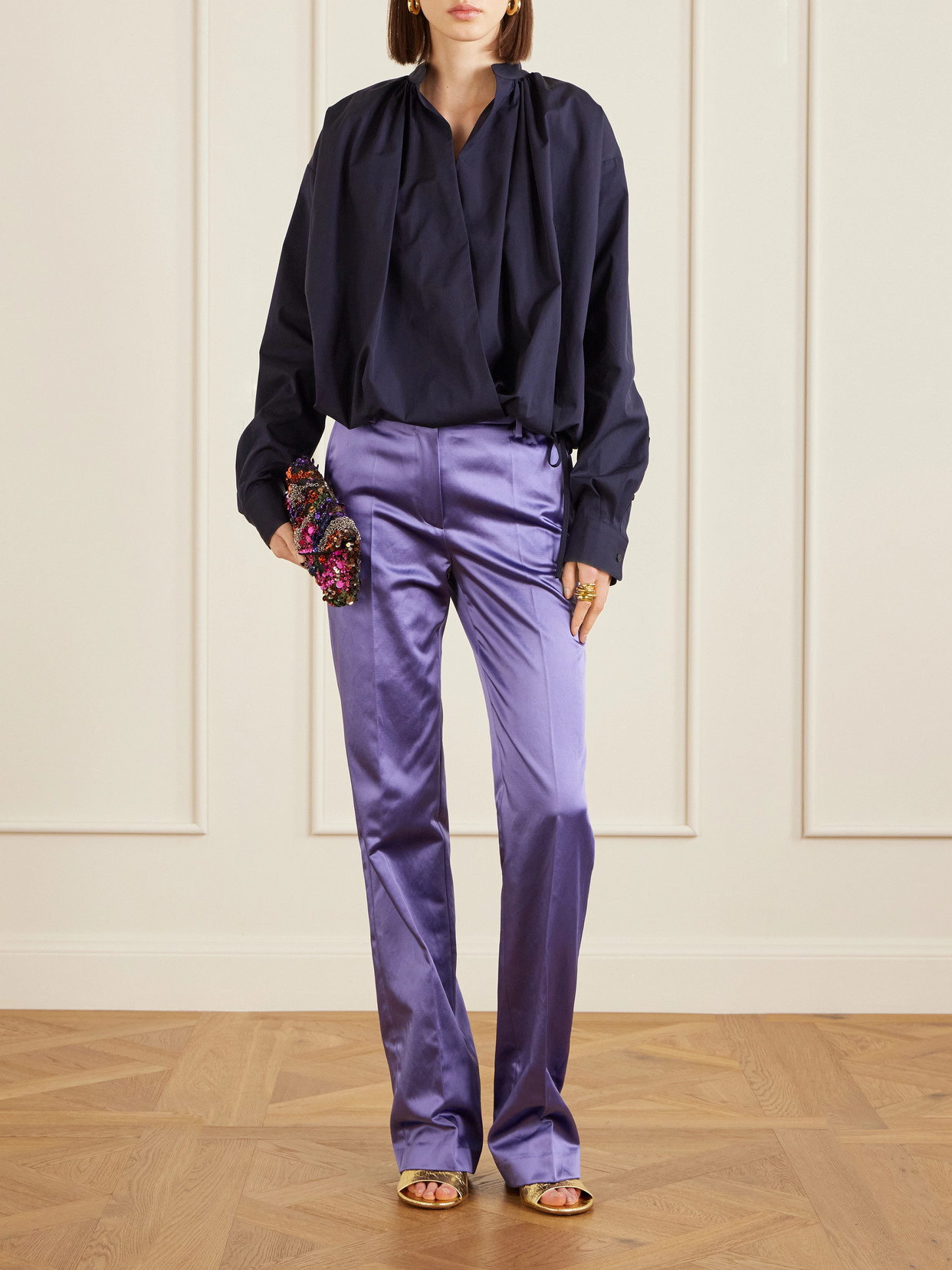 Cotton-Poplin Wrap Shirt