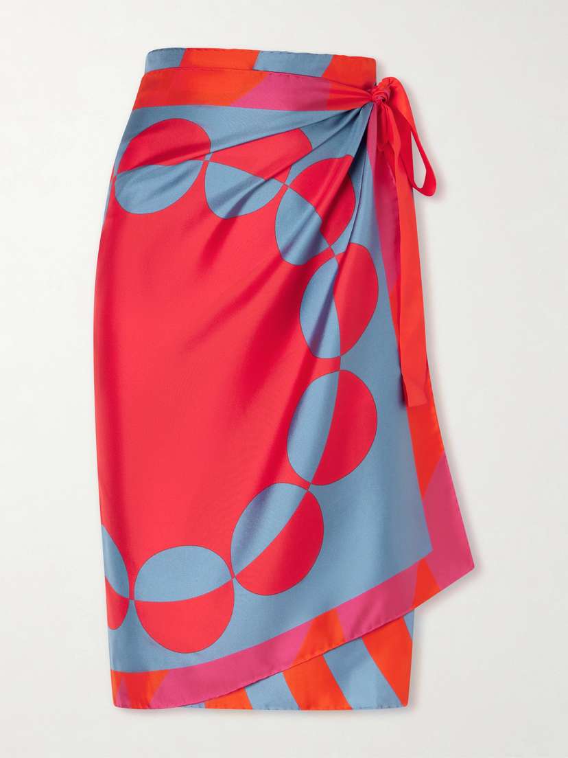 Dries Van Noten Printed Wrap Silk Skirt