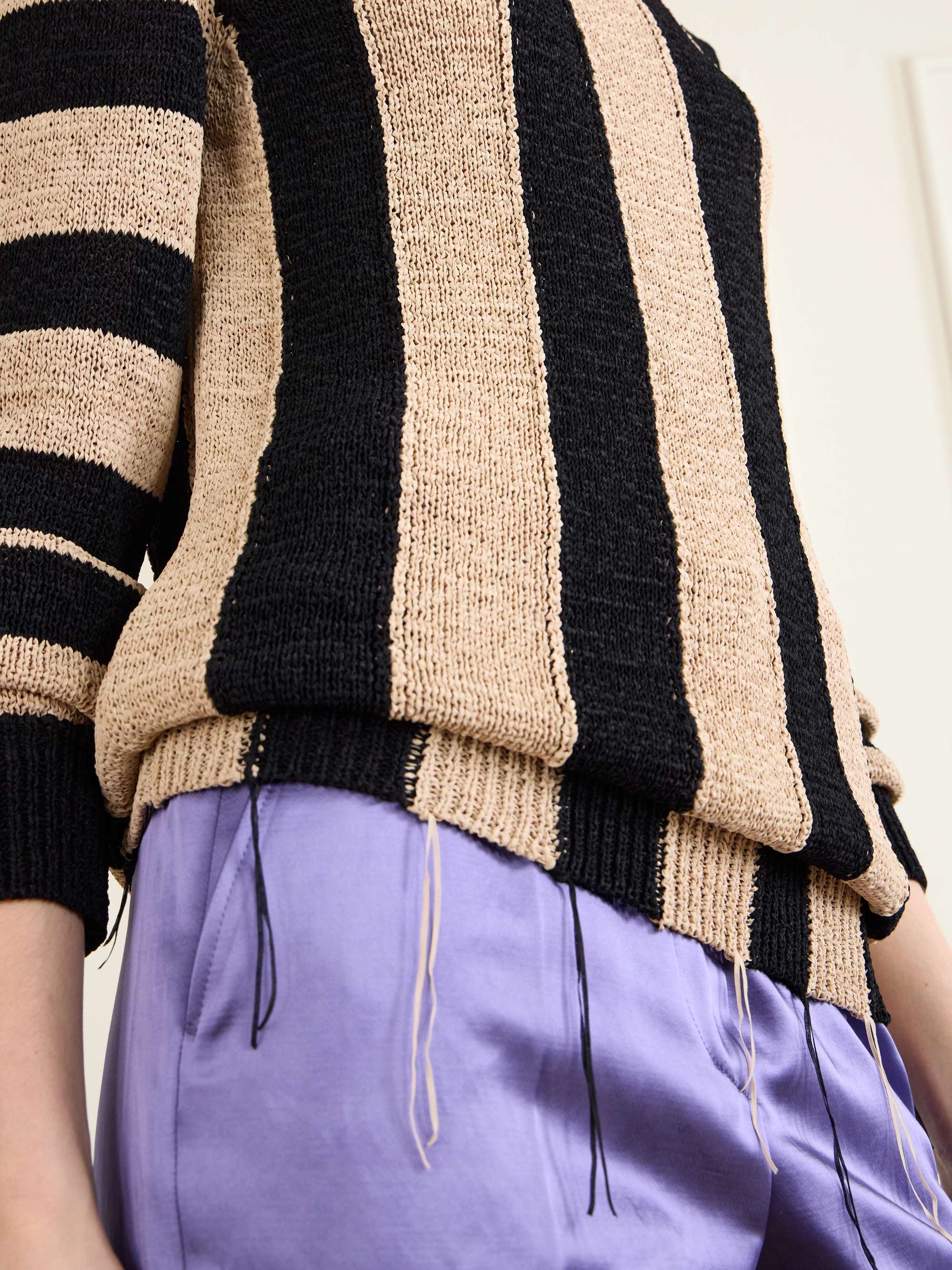 DRIES VAN NOTEN Topic frayed striped open-knit sweater | NET-A-PORTER
