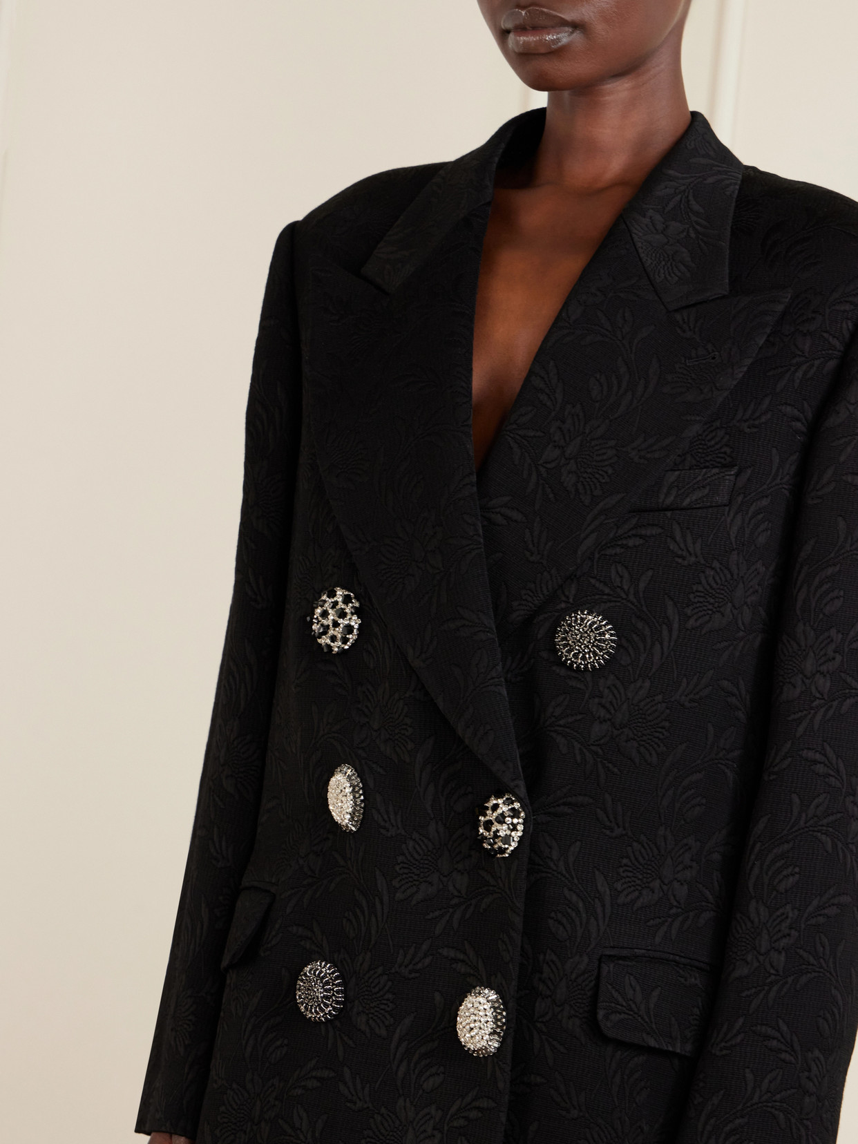 Dries Van Noten Womens Black Rosea Jewel-embellished Woven Coat In Black