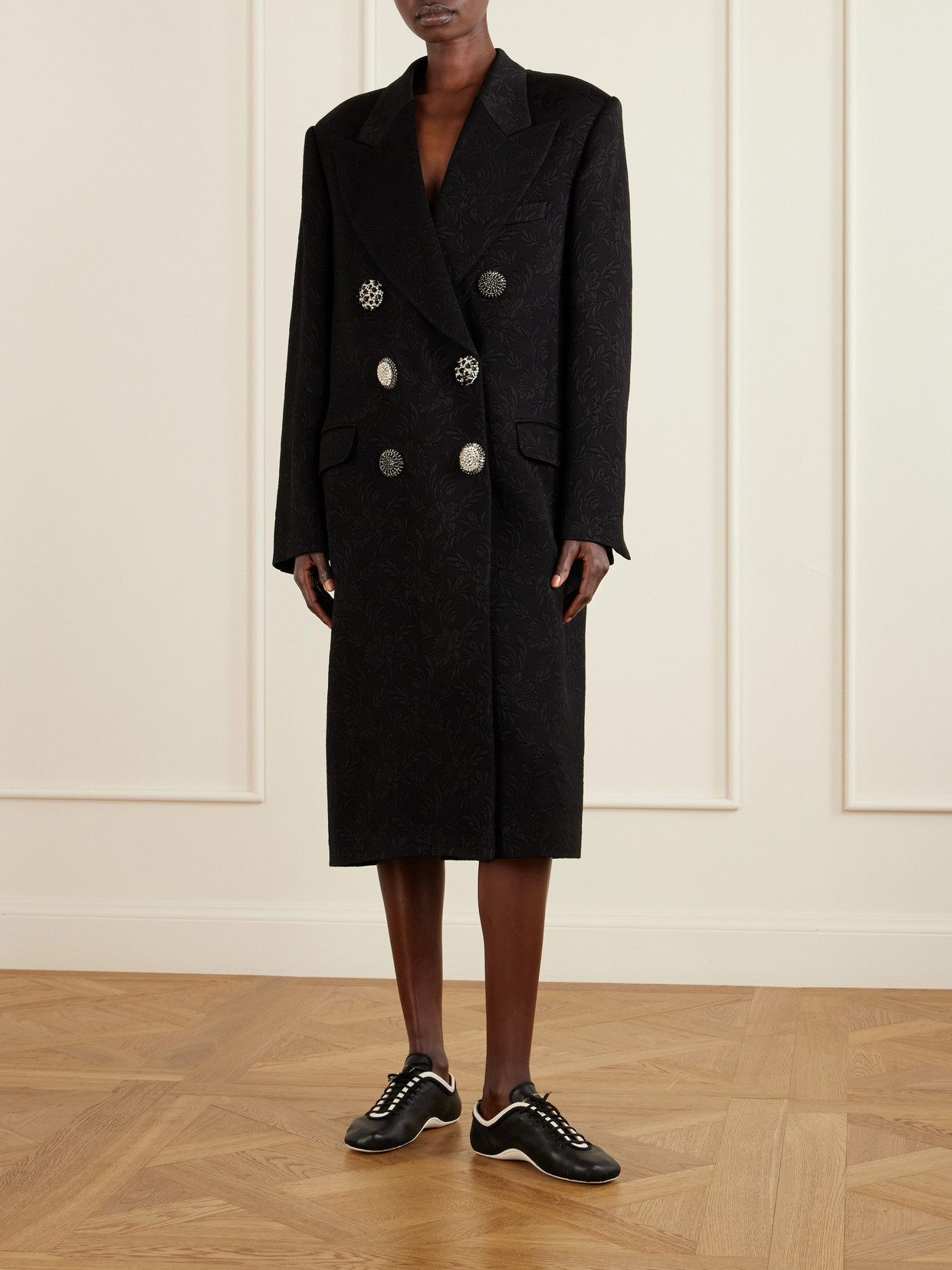 Dries Van Noten Womens Black Rosea Jewel-embellished Woven Coat In Black