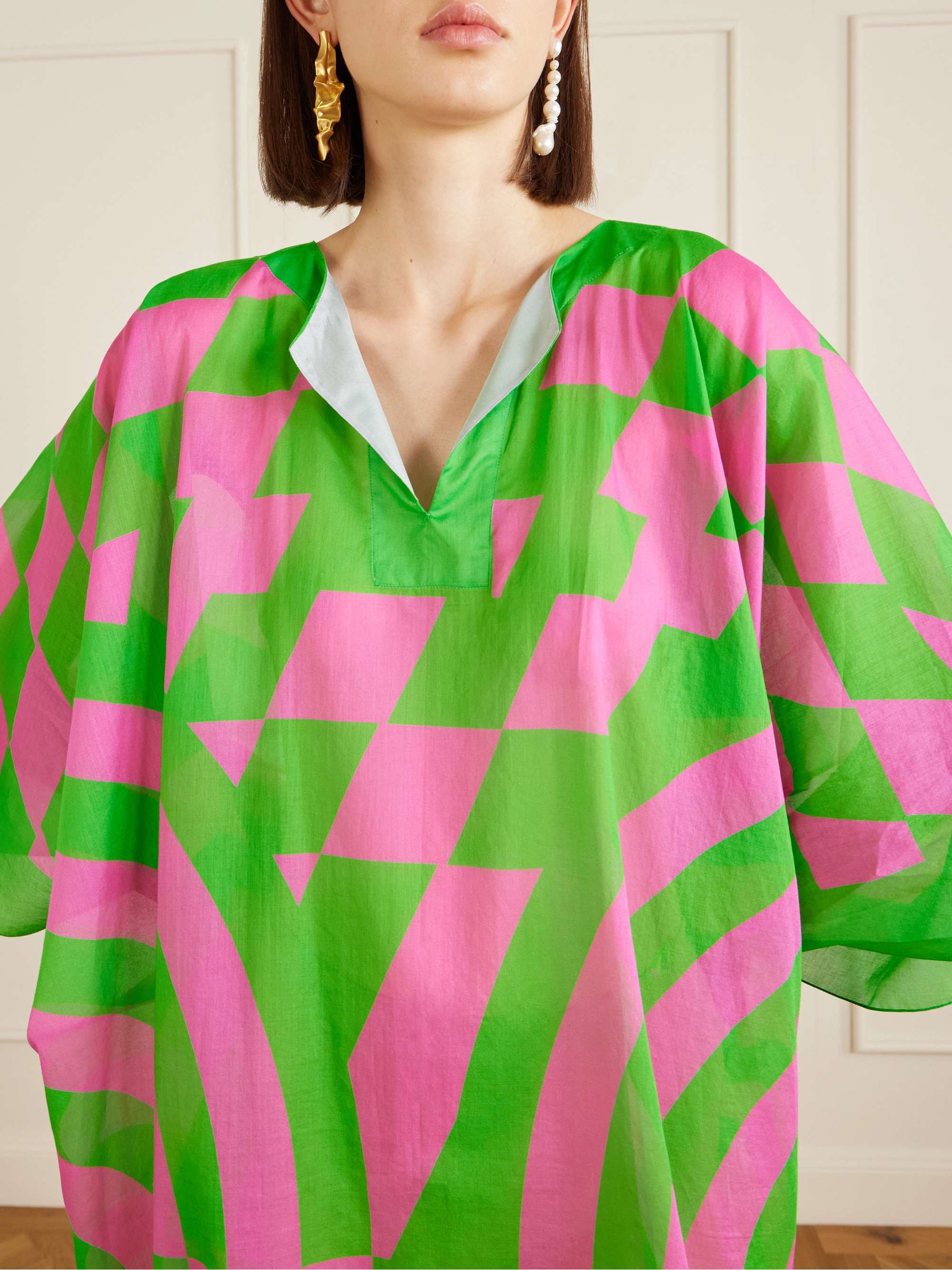 DRIES VAN NOTEN Frayed printed cotton-voile kaftan | NET-A-PORTER