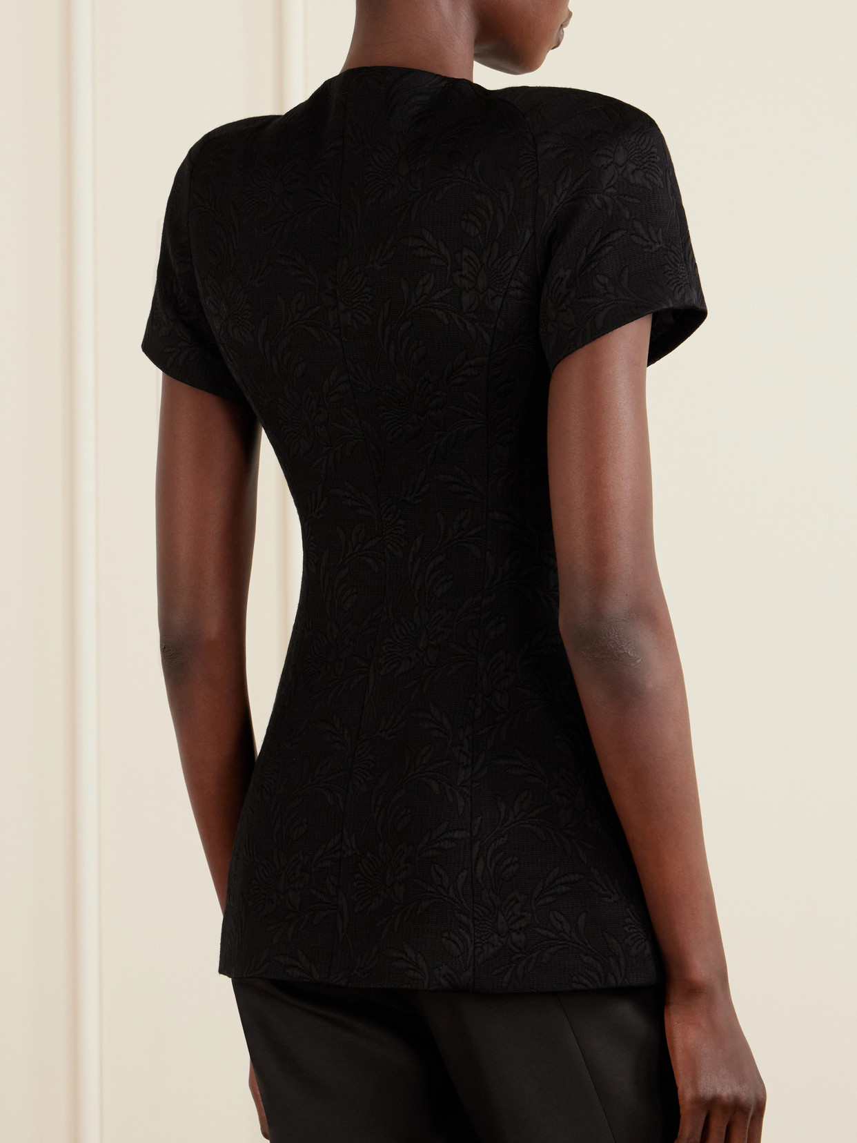 Double-Breasted Floral-Jacquard Jacket