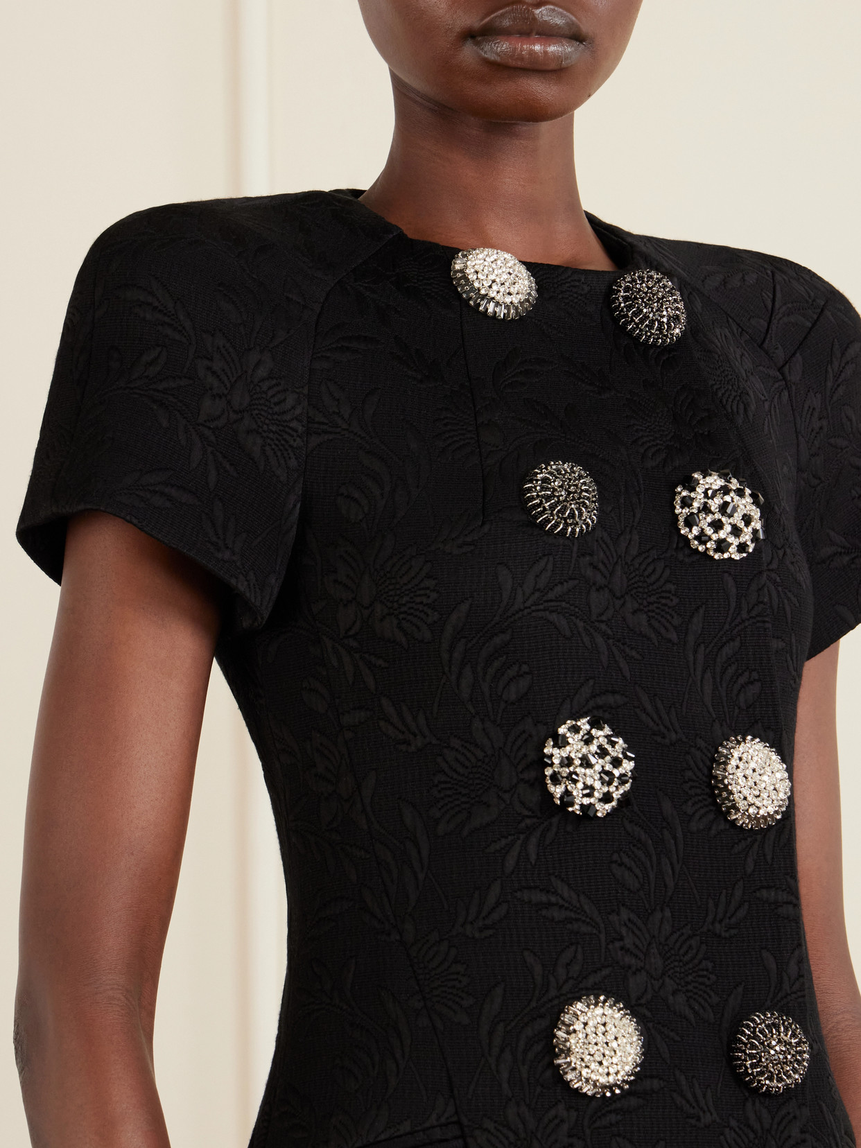 Double-Breasted Floral-Jacquard Jacket