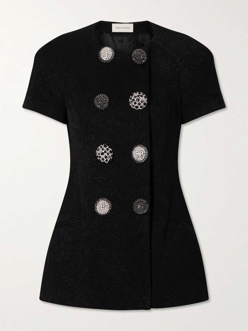 Dries Van Noten Embellished Double-breasted Matelassé Floral-jacquard Jacket