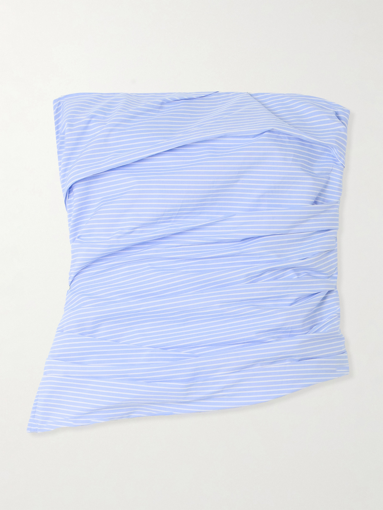 Emerson Strapless Ruched Pinstriped Cotton-Poplin Bustier Top