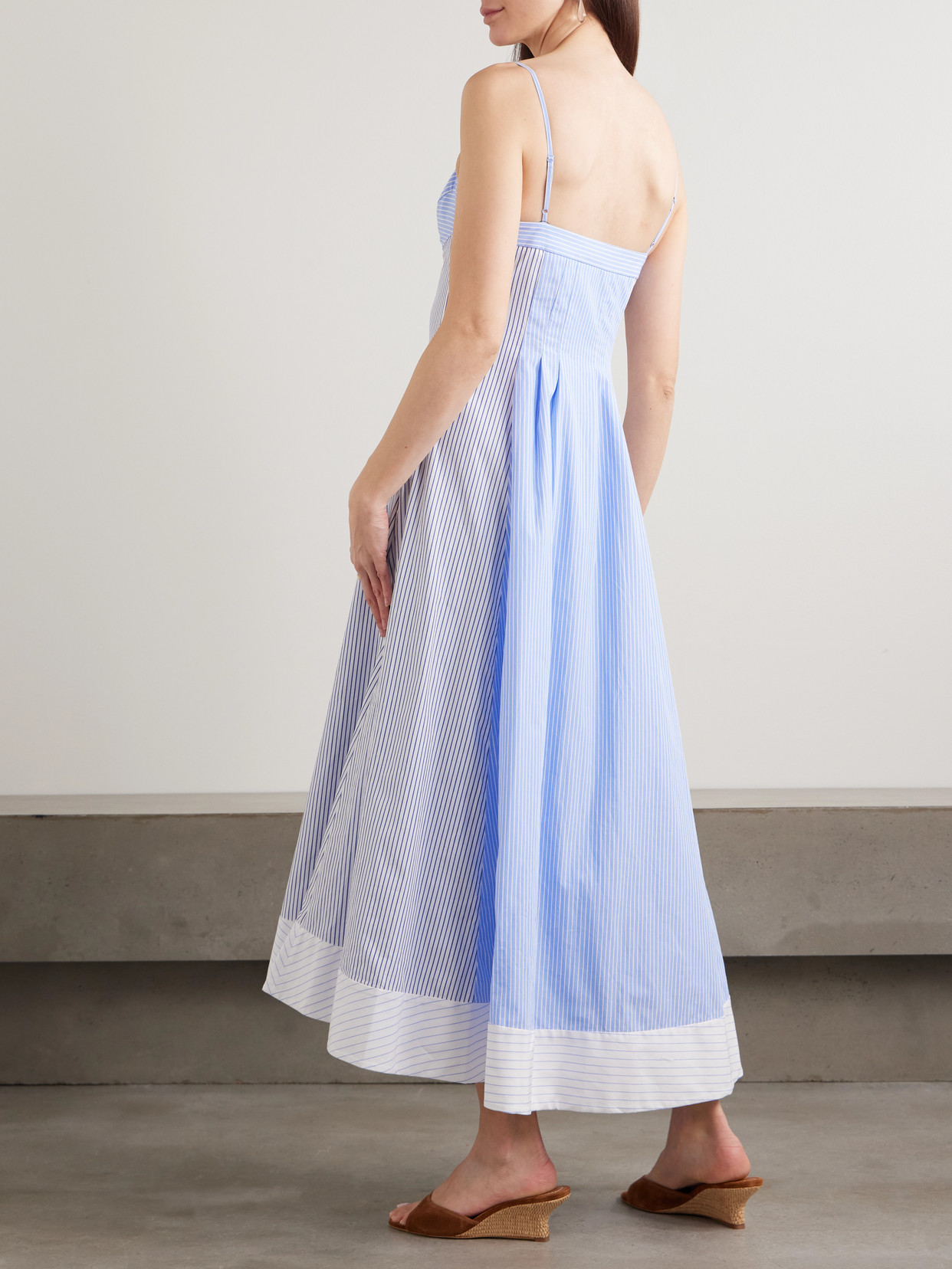 Simkhai Chamberlain Cotton Midi Dress Periwinkle Multi Stripe In Blue