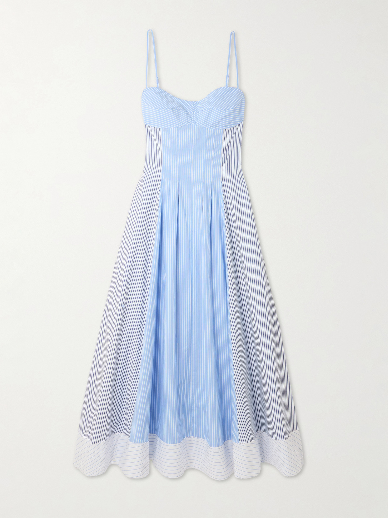 Simkhai Chamberlain Cotton Midi Dress Periwinkle Multi Stripe In Blue