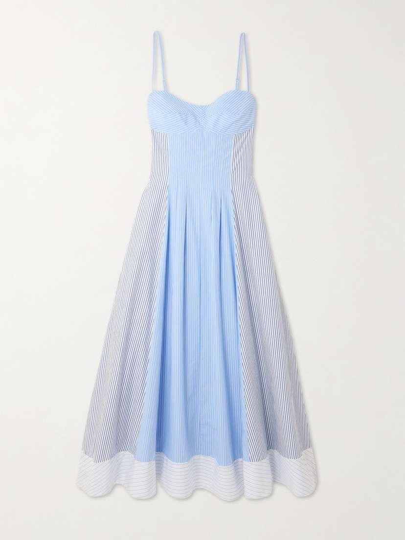 Simkhai Chamberlain Paneled Striped Cotton-poplin Midi Dress