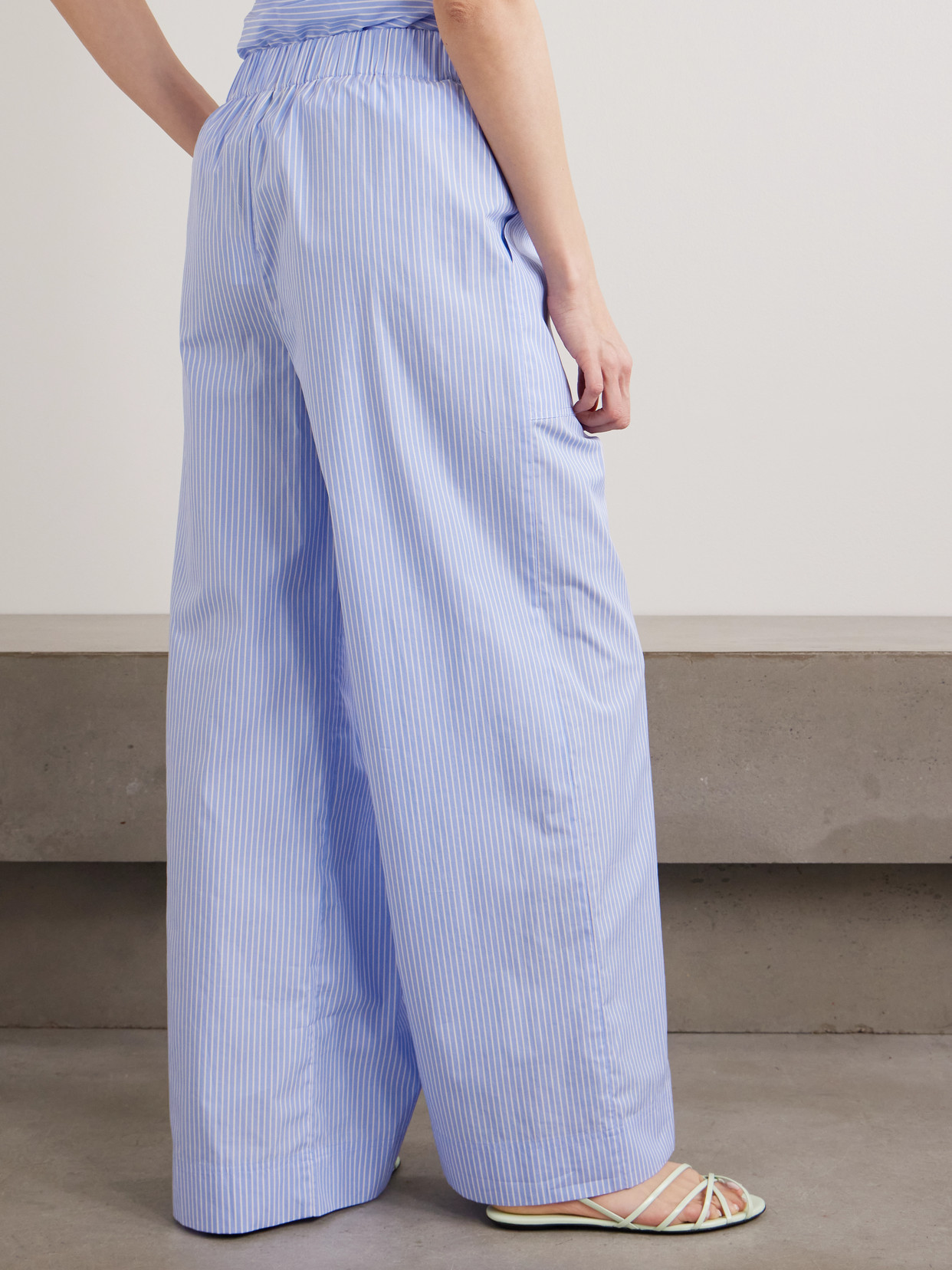 Simkhai Women's Wide Leg Arden Pull On Pant In Periwinkle Stripe In Blue