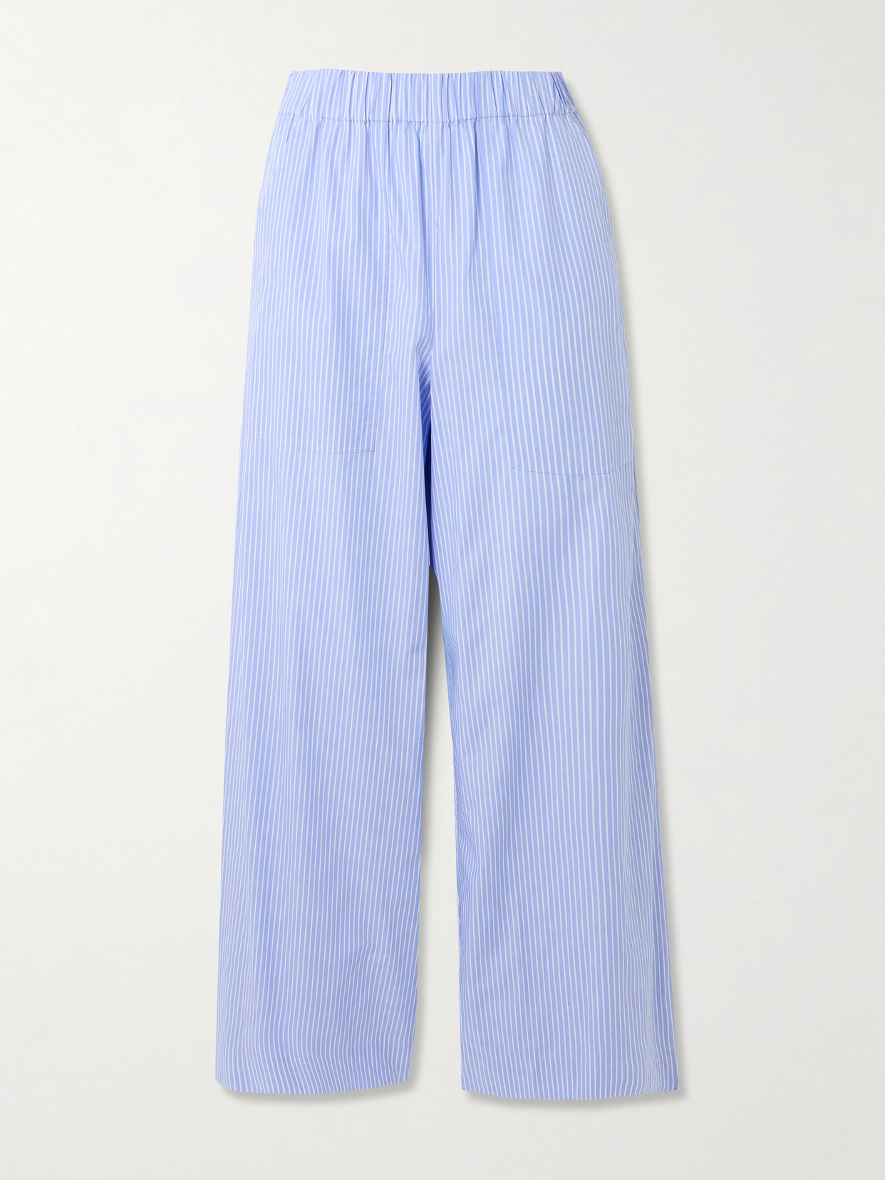 Simkhai Arden Pinstriped Cotton-poplin Wide-leg Pants In Blue