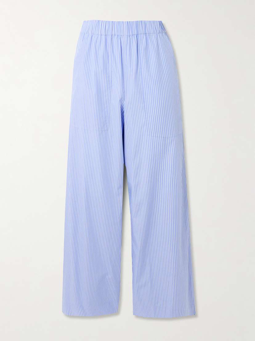 Simkhai Arden Pinstriped Cotton-poplin Wide-leg Pants