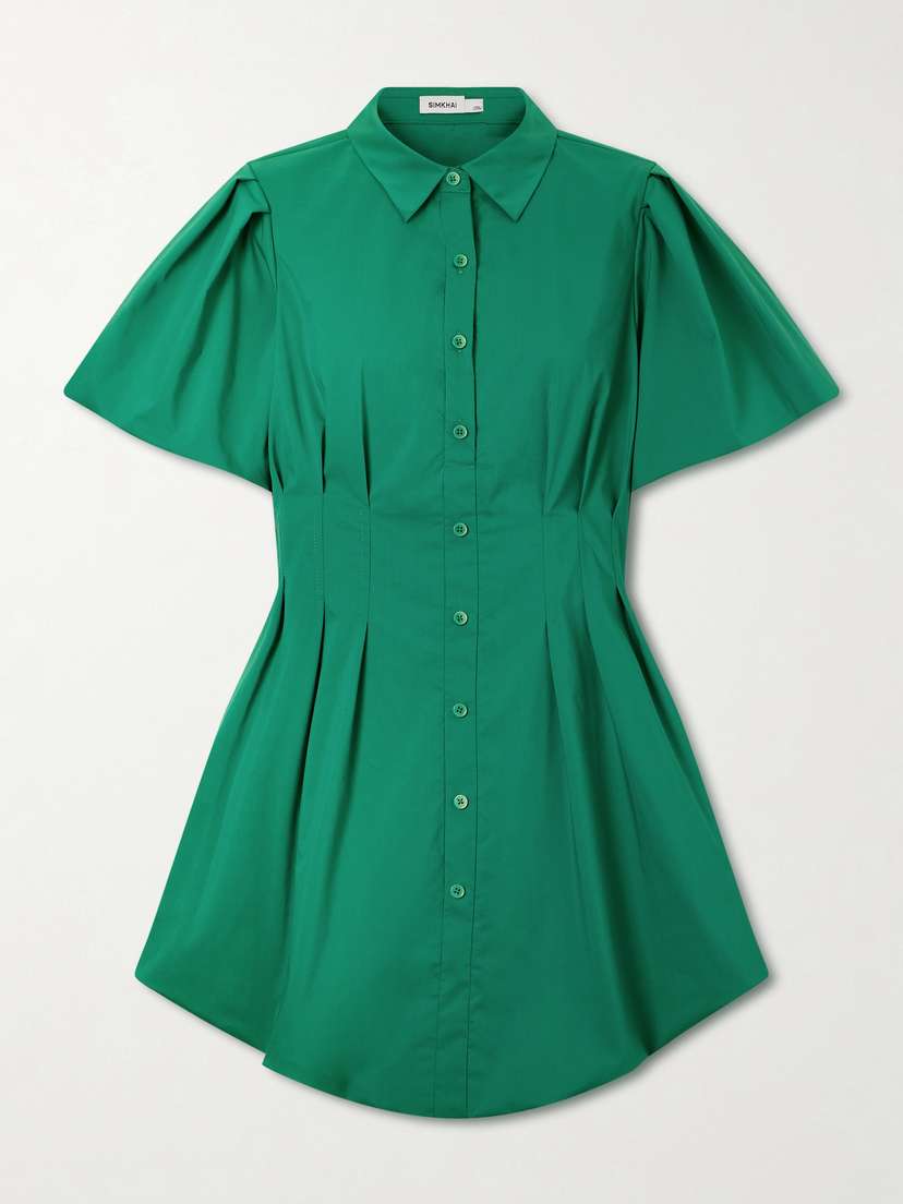 Simkhai Cleo Pleated Cotton-blend Poplin Mini Dress