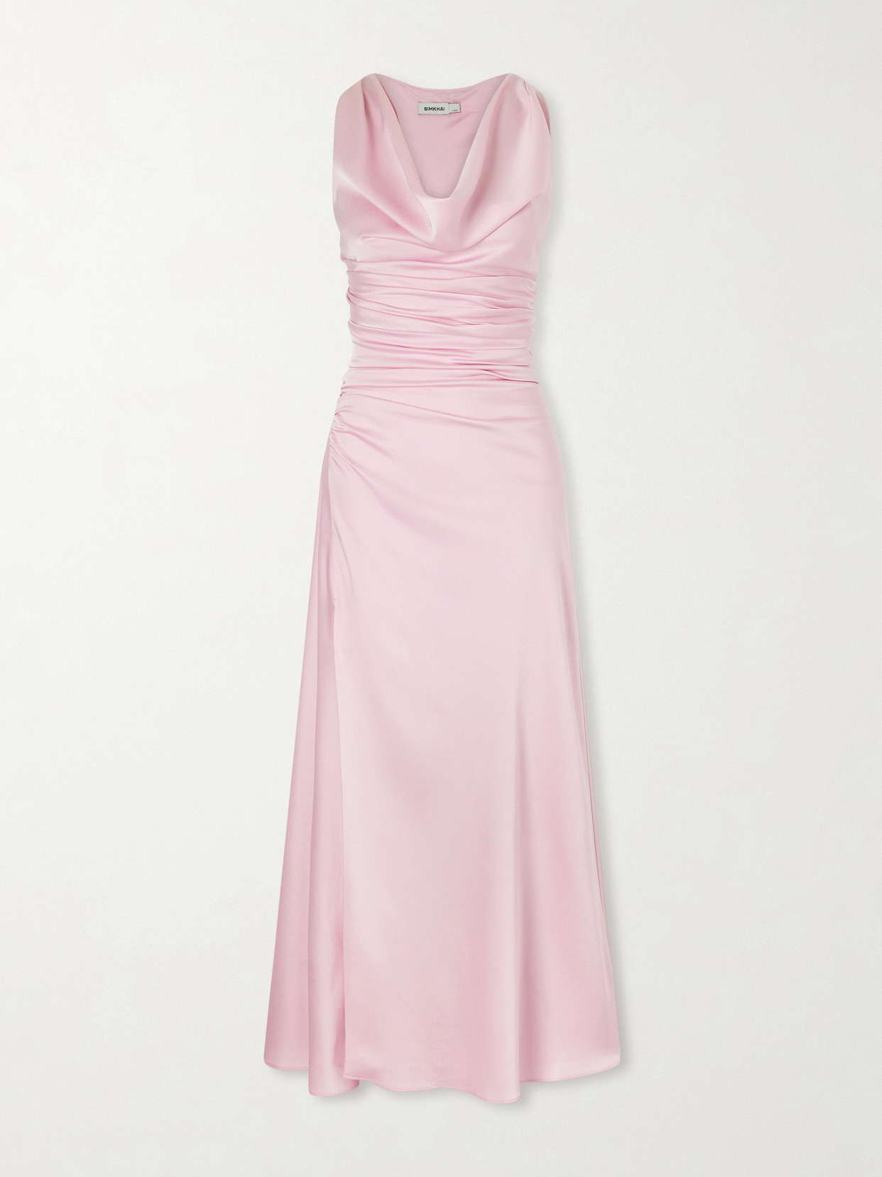 Simkhai Melaney Draped Gathered Satin Gown In Pink