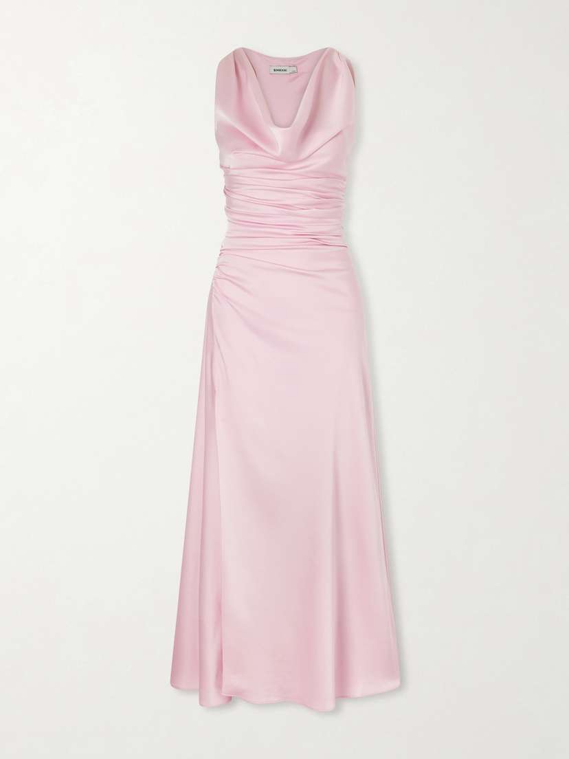 Simkhai Melaney Draped Gathered Satin Gown