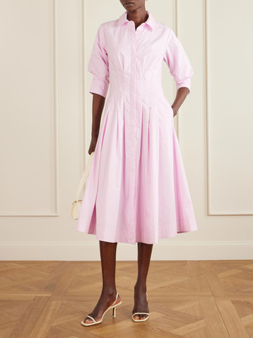 SIMKHAI Jazz pleated cotton-blend poplin midi dress