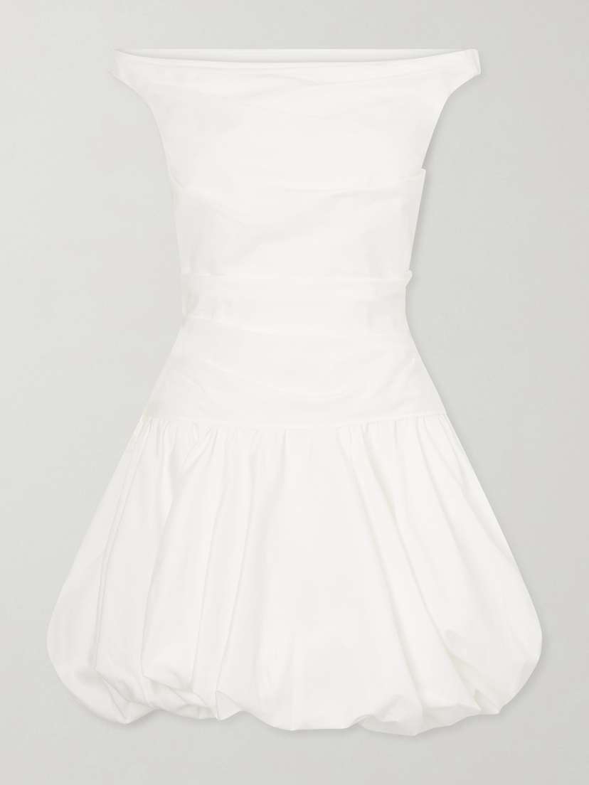 Simkhai Salina Ruched Cotton-blend Poplin Mini Dress