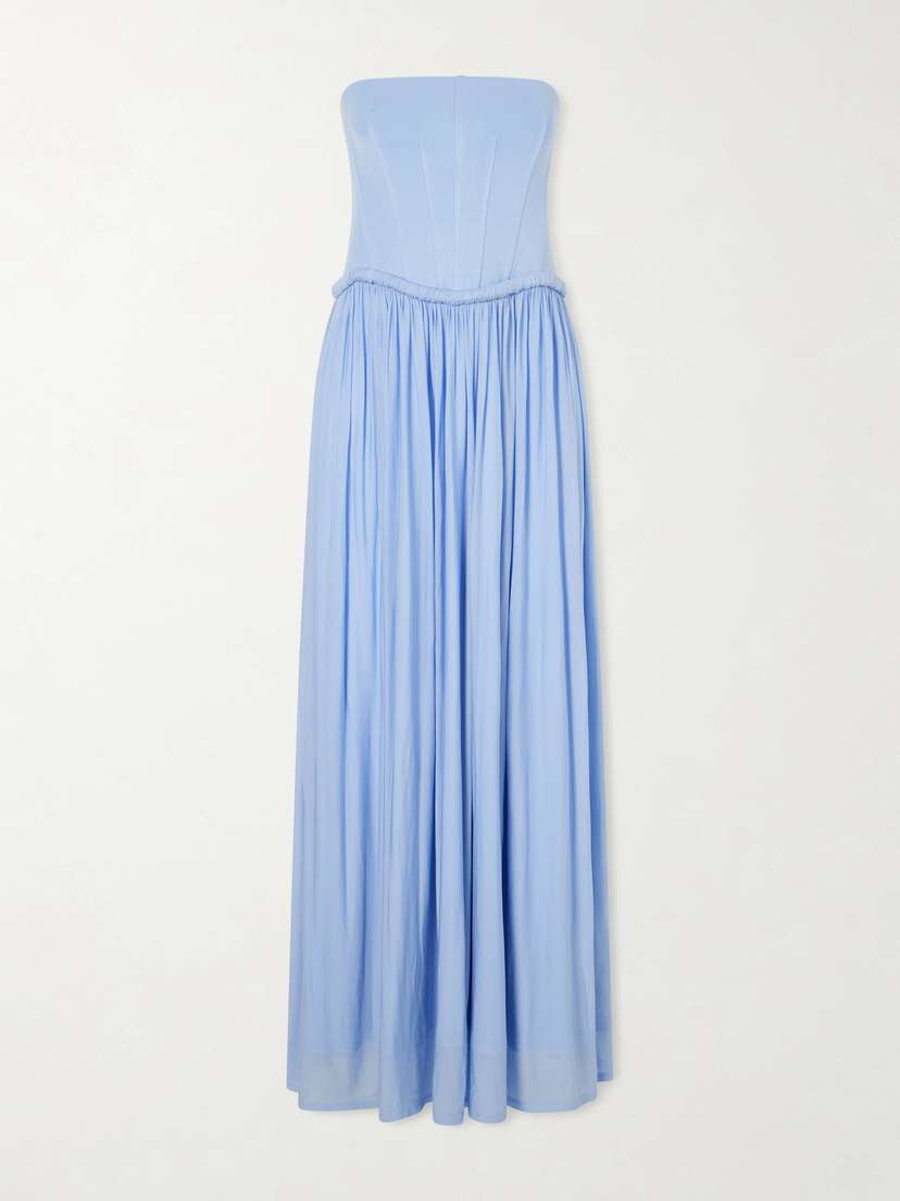 Simkhai Adalys Gathered Stretch-jersey Bustier Maxi Dress