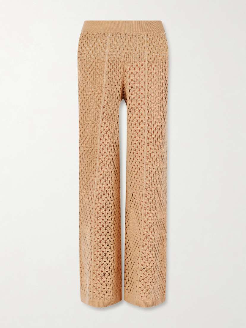 Allude Crochet-knit Wool And Cashmere-blend Wide-leg Pants