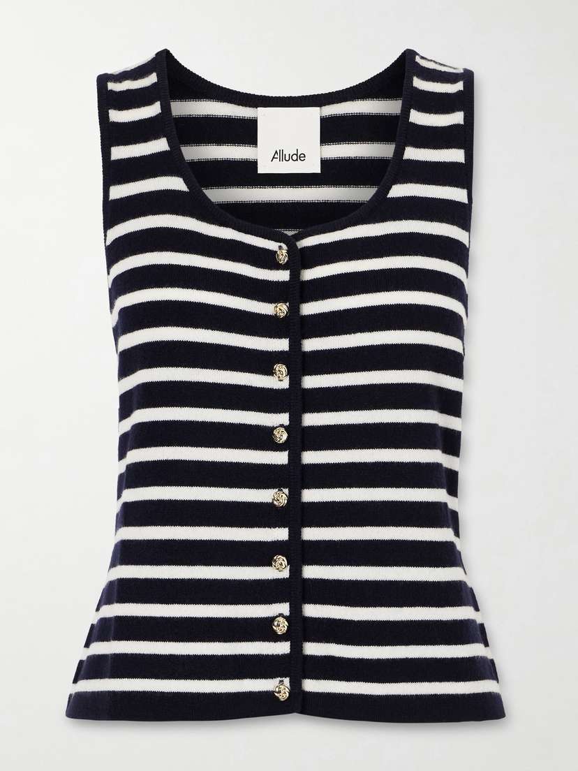 Allude Striped Cashmere Vest