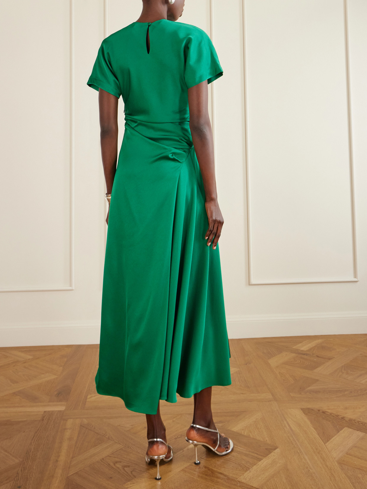 Marabella Ruched Satin Midi Dress