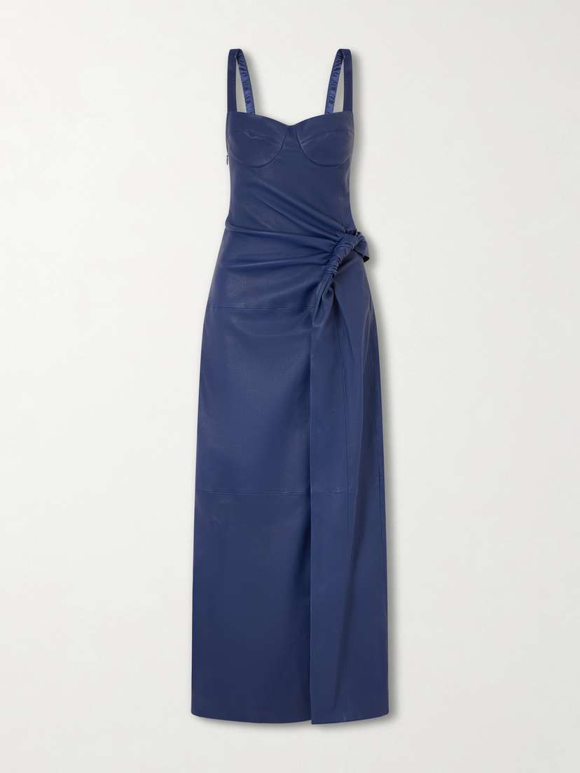Simkhai Lyle Draped Leather Midi Dress