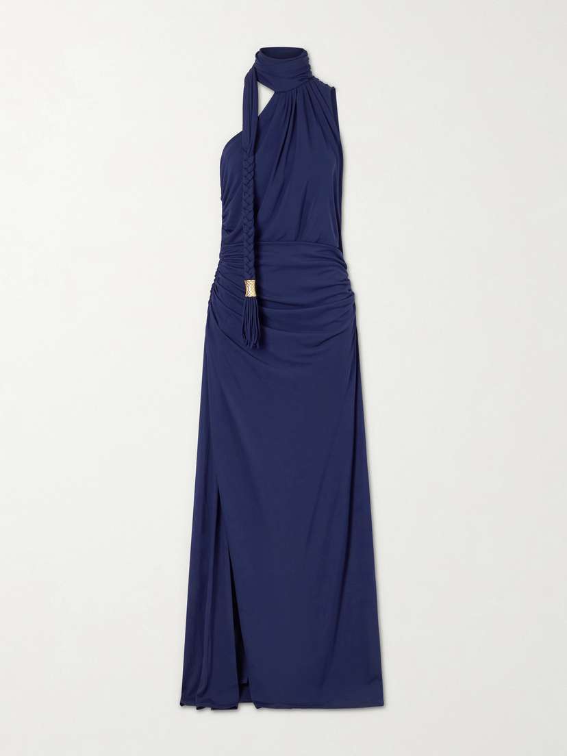 Simkhai Moira Tussled Ruched Stretch-jersey Gown