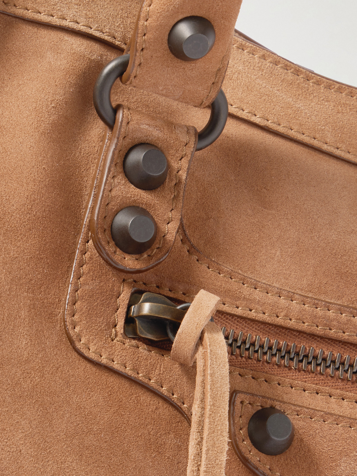 Balenciaga Le City Small Embellished Suede Tote In Brown