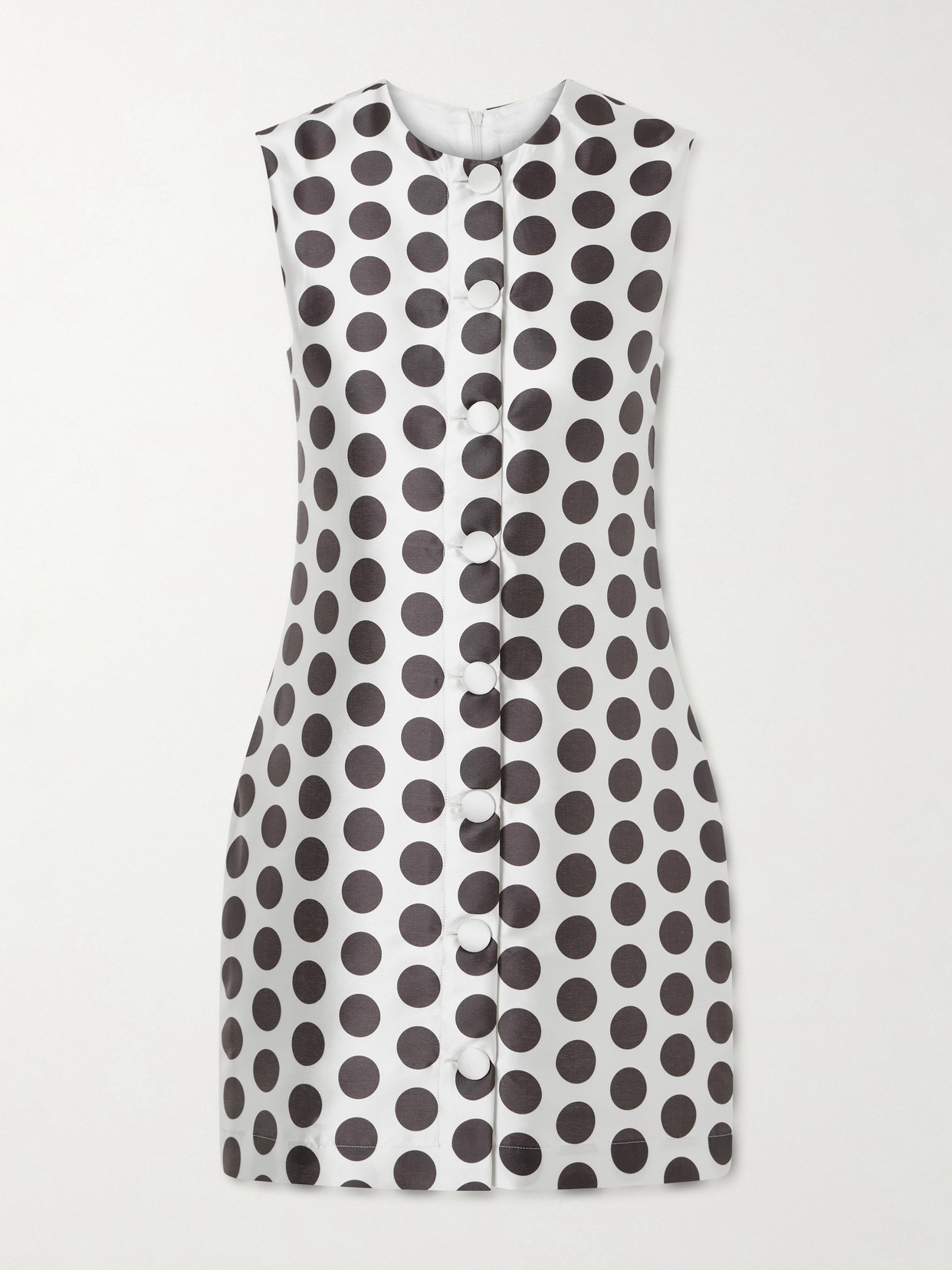 D'estree Camille Polka-dot Satin Mini Dress In White