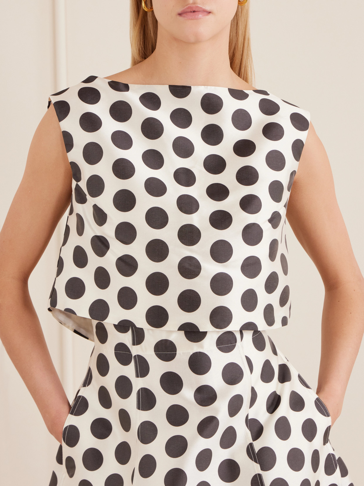 Richard Cropped Polka-Dot Top