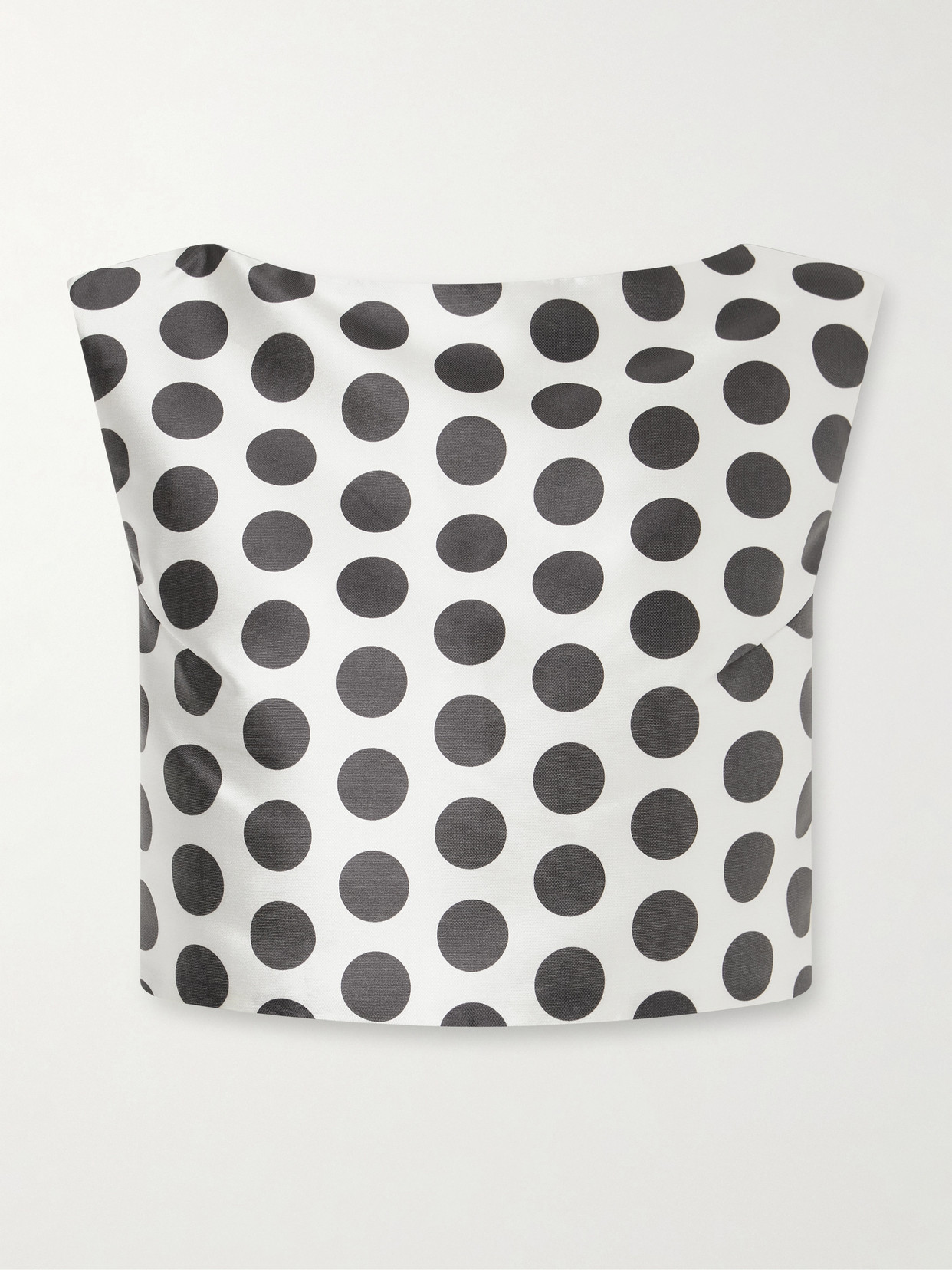 D'estree Richard Cropped Polka-dot Satin Top In Black