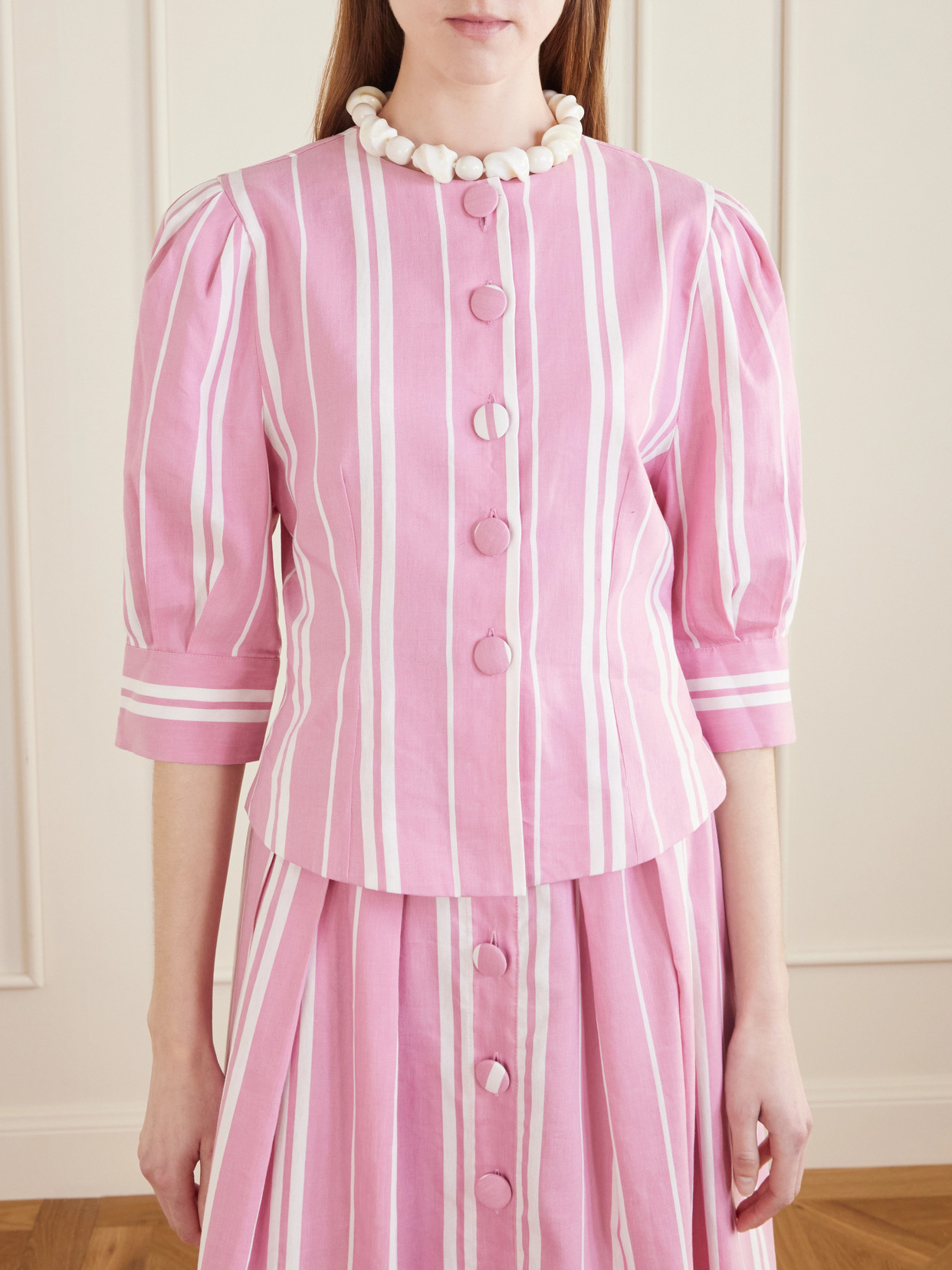 Jasper Striped Cotton And Linen-Blend Blouse