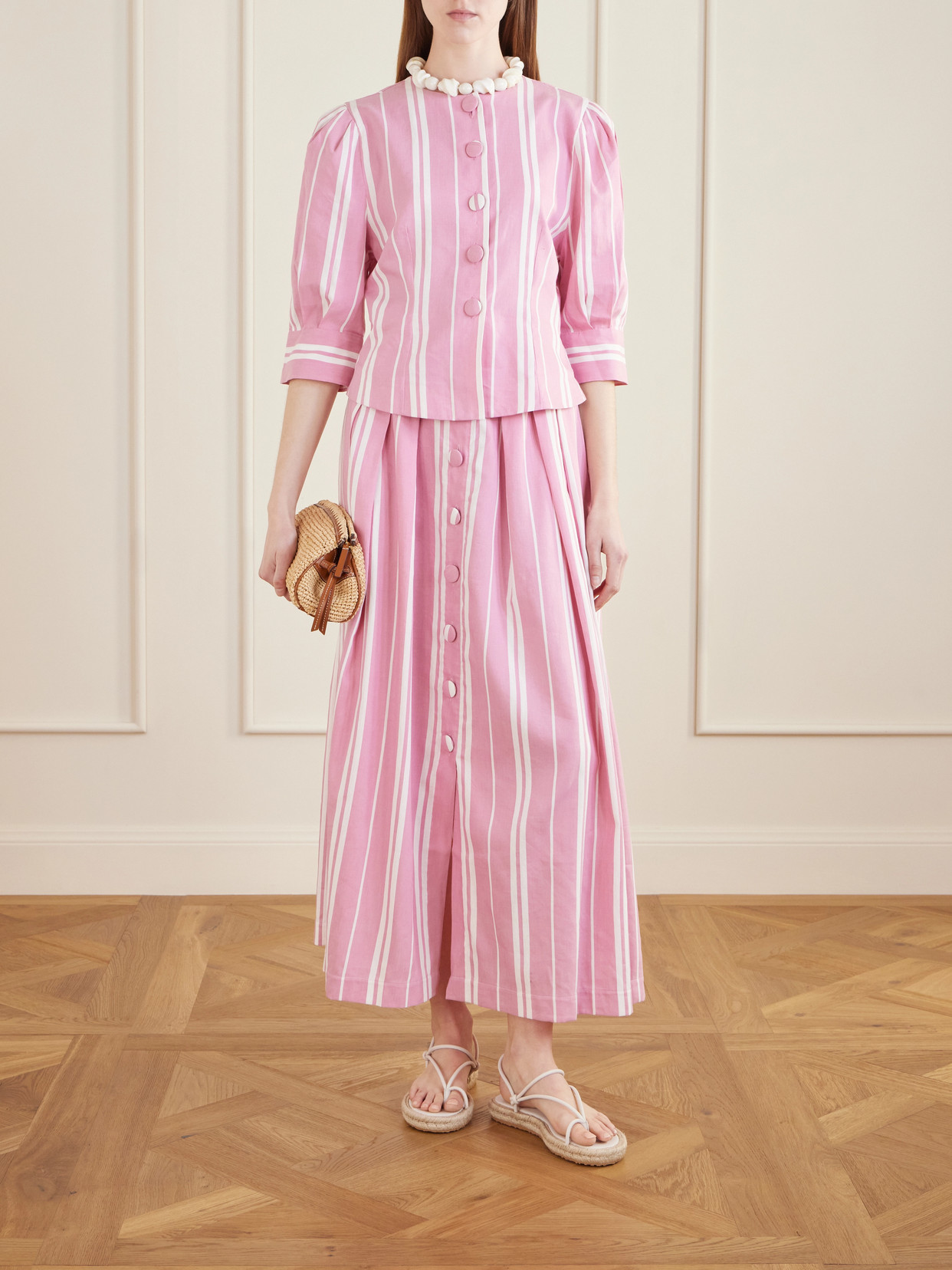 Jasper Striped Cotton And Linen-Blend Blouse