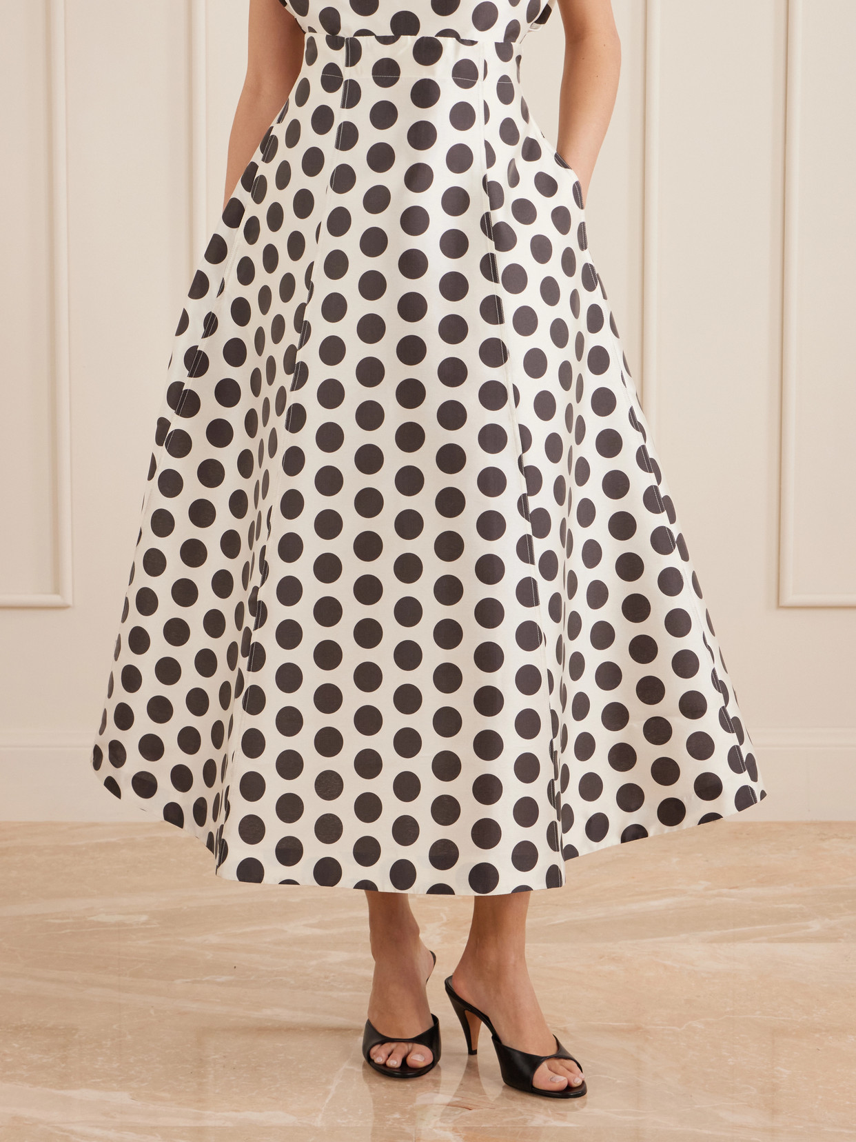 India Paneled Polka-Dot Midi