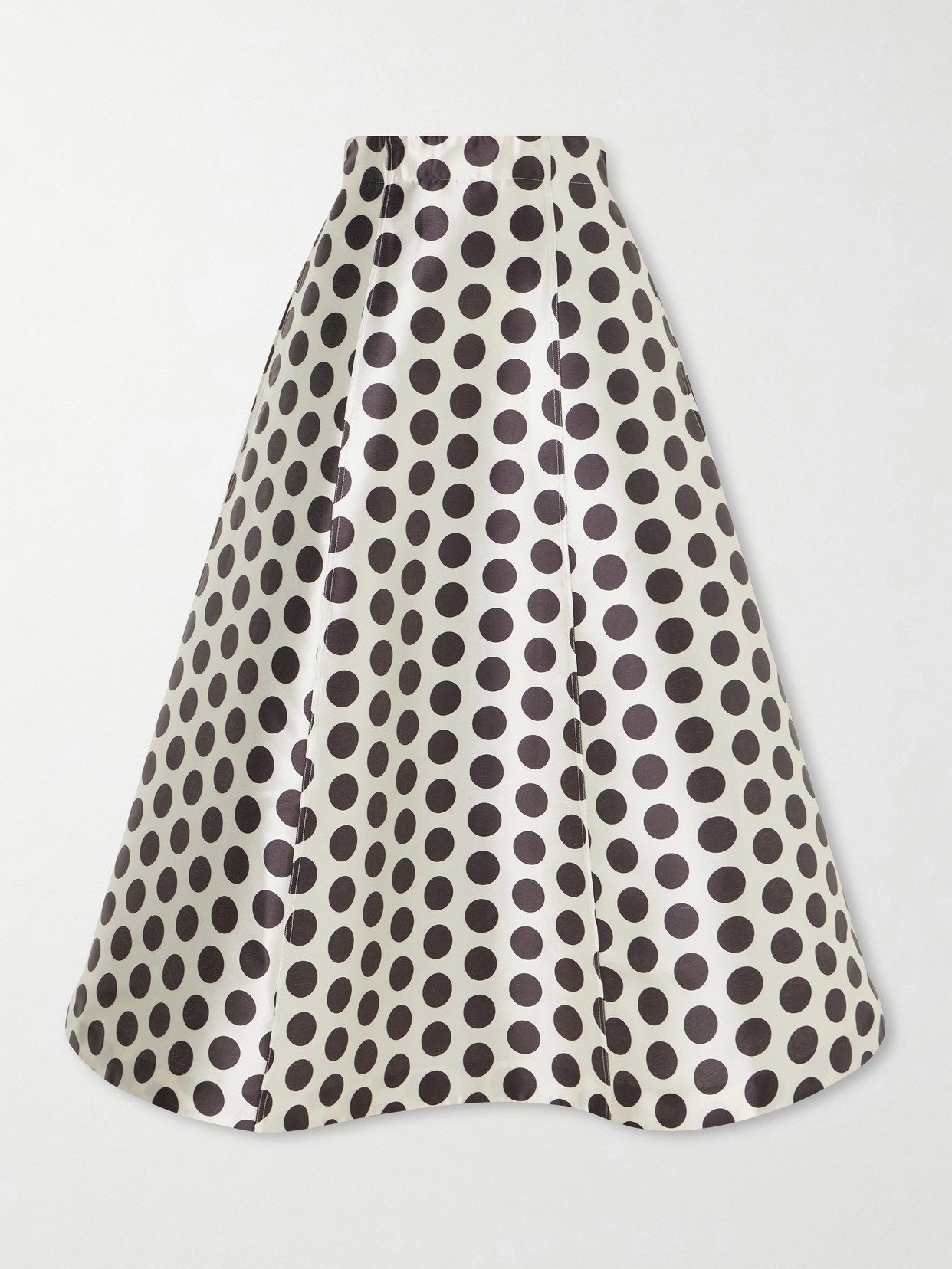 D'estree India Paneled Polka-dot Satin Midi Skirt In White