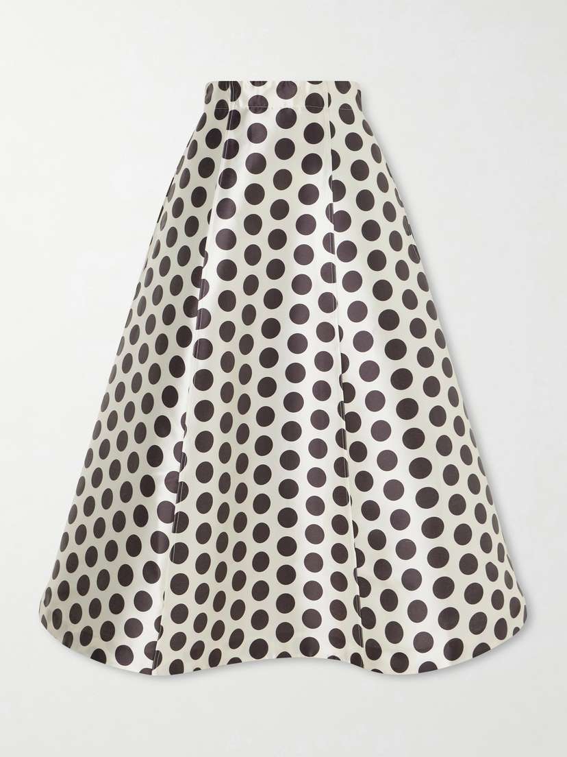 DESTREE India Paneled Polka-dot Satin Midi Skirt