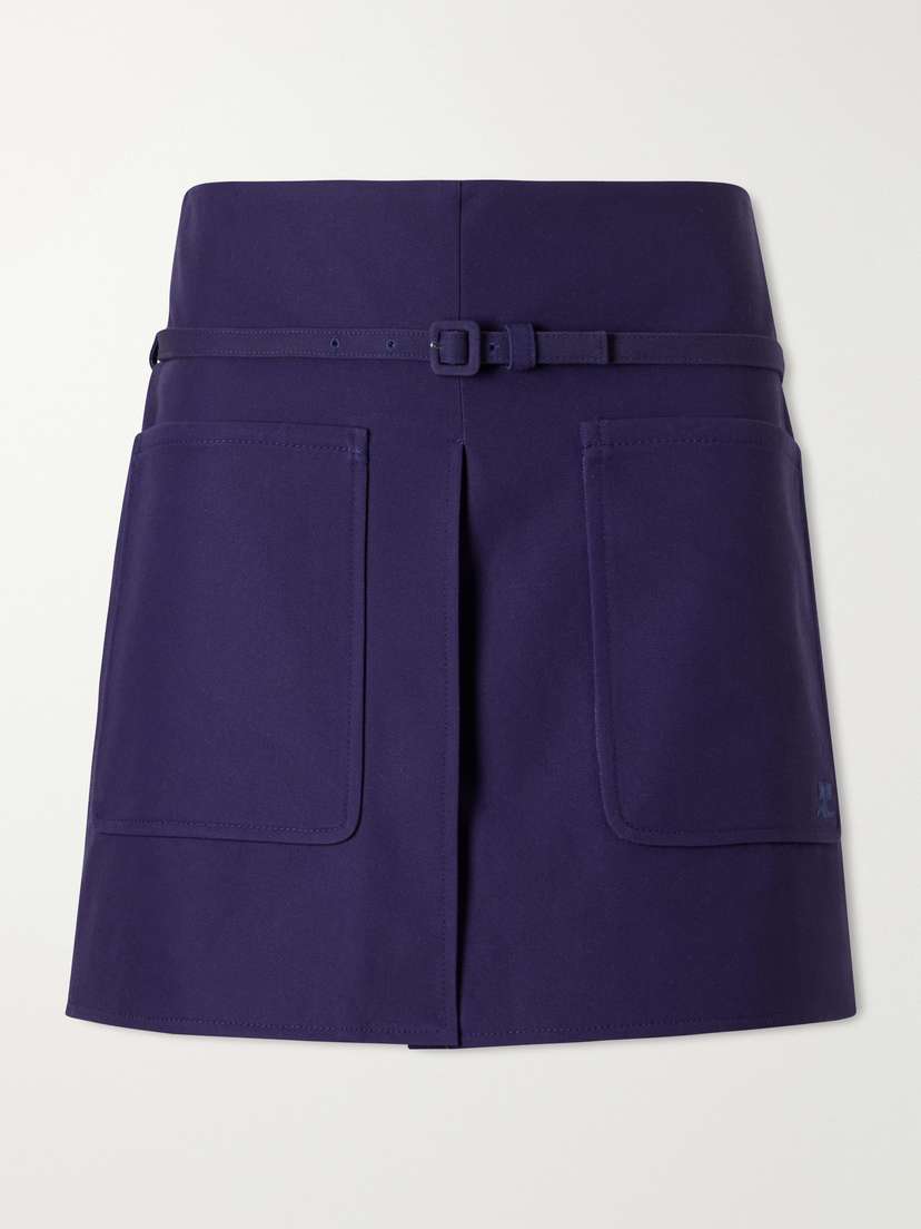 Courreges Belted Cotton-canvas Mini Skirt