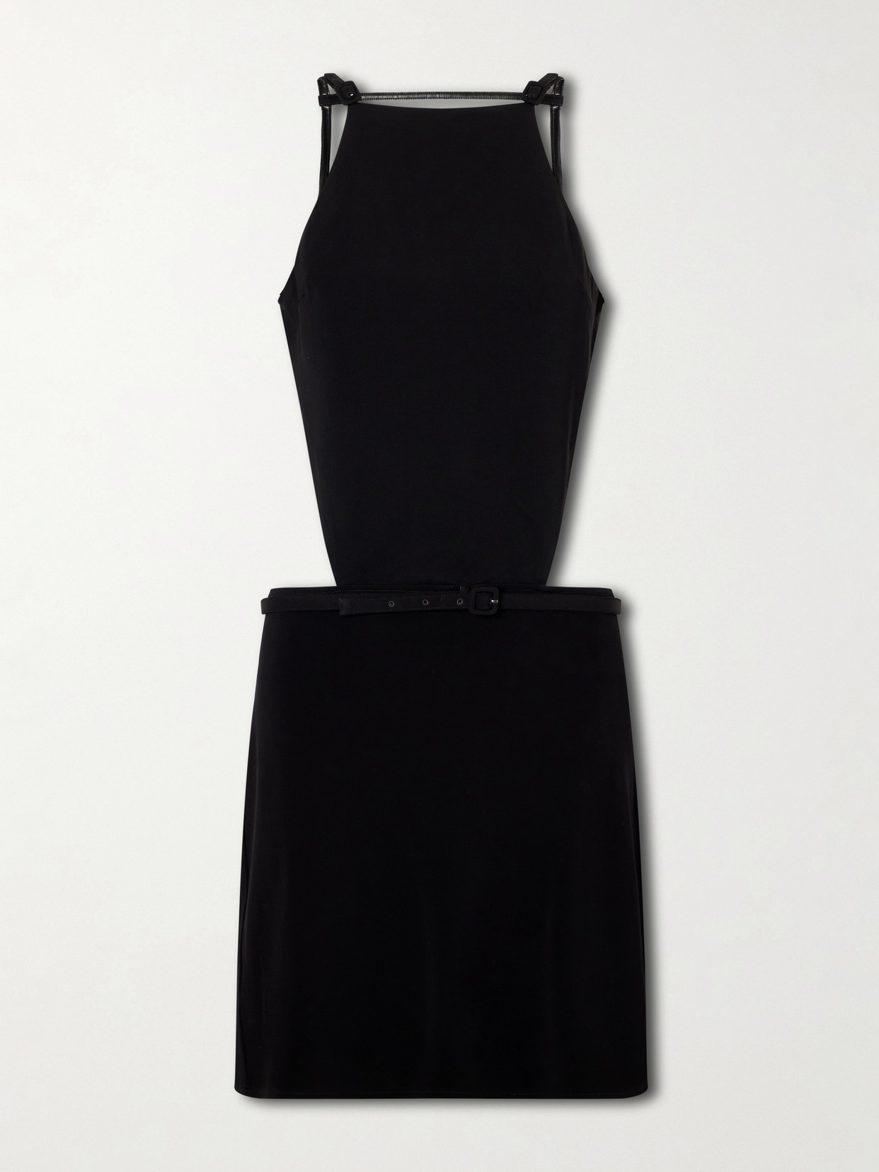 Courrèges Open Back Jersey Mini Dress In Black