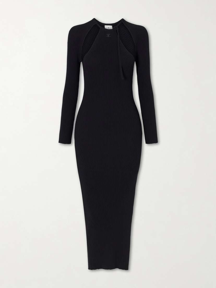 Courreges Cutout Ribbed-knit Maxi Dress