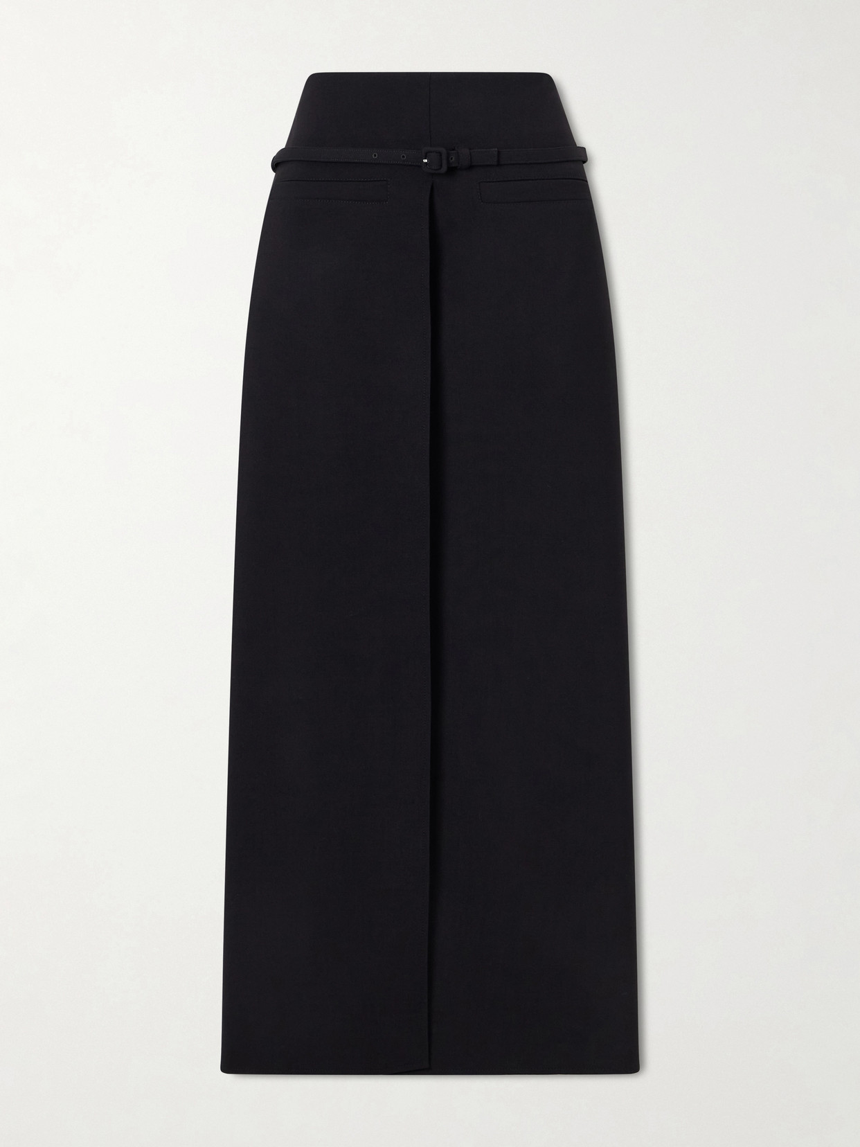 Courrèges Belted Wool-blend Maxi Skirt In Black
