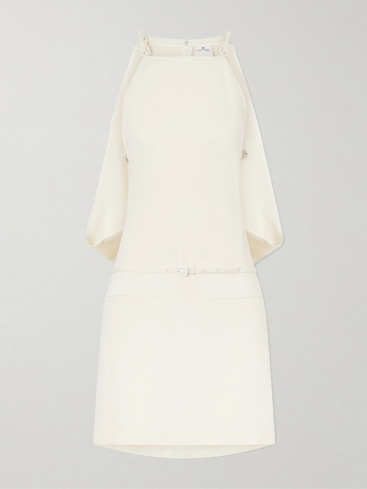 Courrèges Cut-out Belted Jersey Dress In Neutral