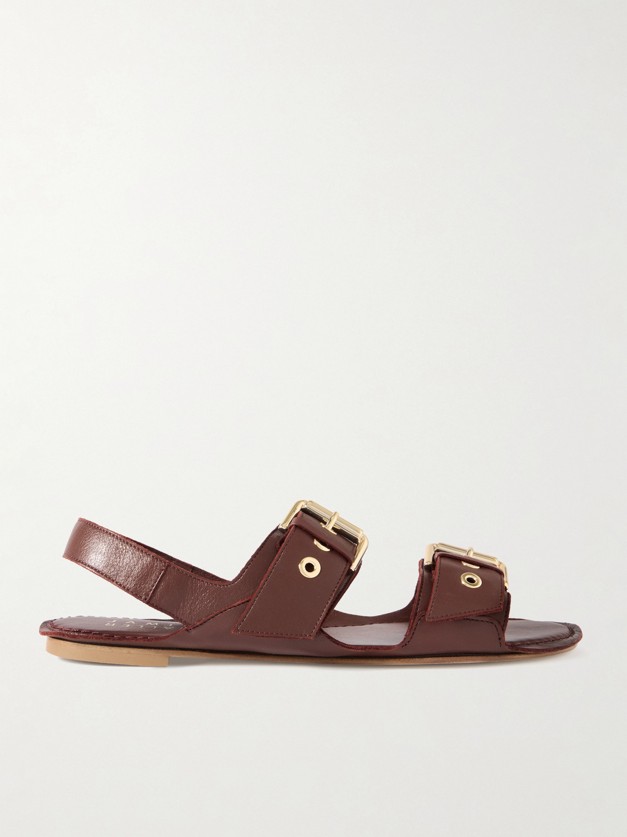 Jamie Haller The Double Buckle Leather Sandals In Burgundy