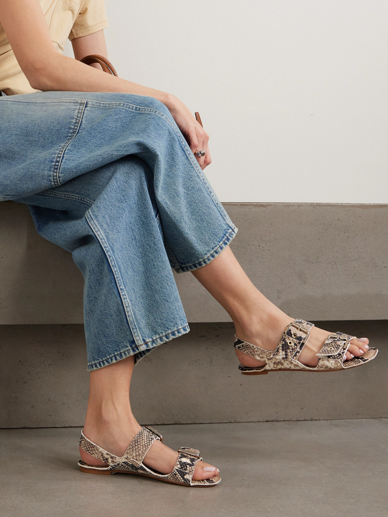 The Double Buckle Snake-Effect Sandals